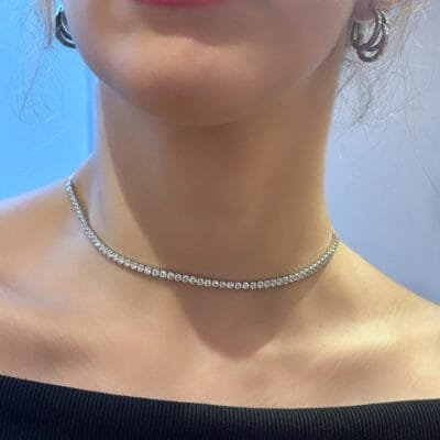 Κολιέ Ασήμι 925° τσόκερ ριβιέρα λεπτή