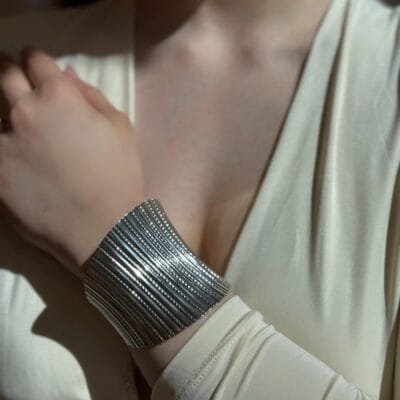 Βραχιόλι Stainless Steel Χειροπέδα Ανοιχτή με καμπύλη γυαλιστερή