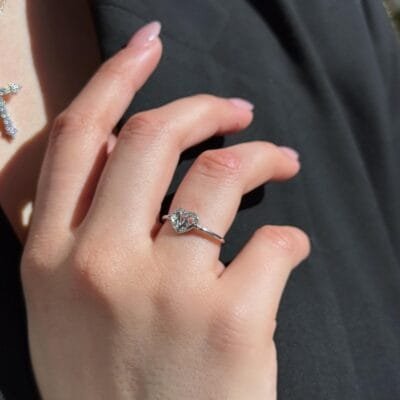 Δαχτυλίδι Ασήμι 925° Καρδιά με παλμό και ζιργκόν