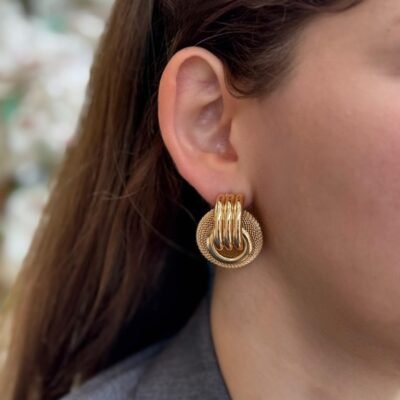 Σκουλαρίκια Stainless Steel Vintage με δύο υφές