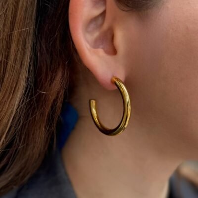 Σκουλαρίκια Stainless Steel Κρίκοι με Κενό