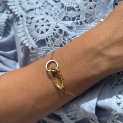 Βραχιόλι Stainless Steel με ασημί και χρυσό κύκλο