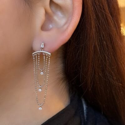 Σκουλαρίκια Ασήμι 925° Chandelier με ζιργκόν