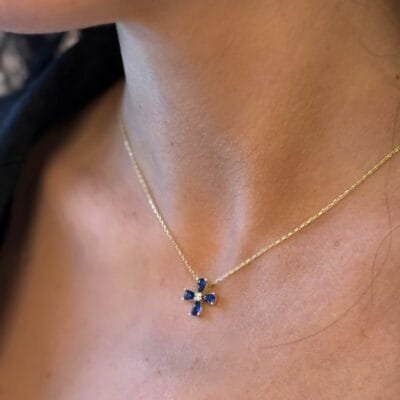 Κολιέ Ασήμι 925° με πράσινο λουλούδι