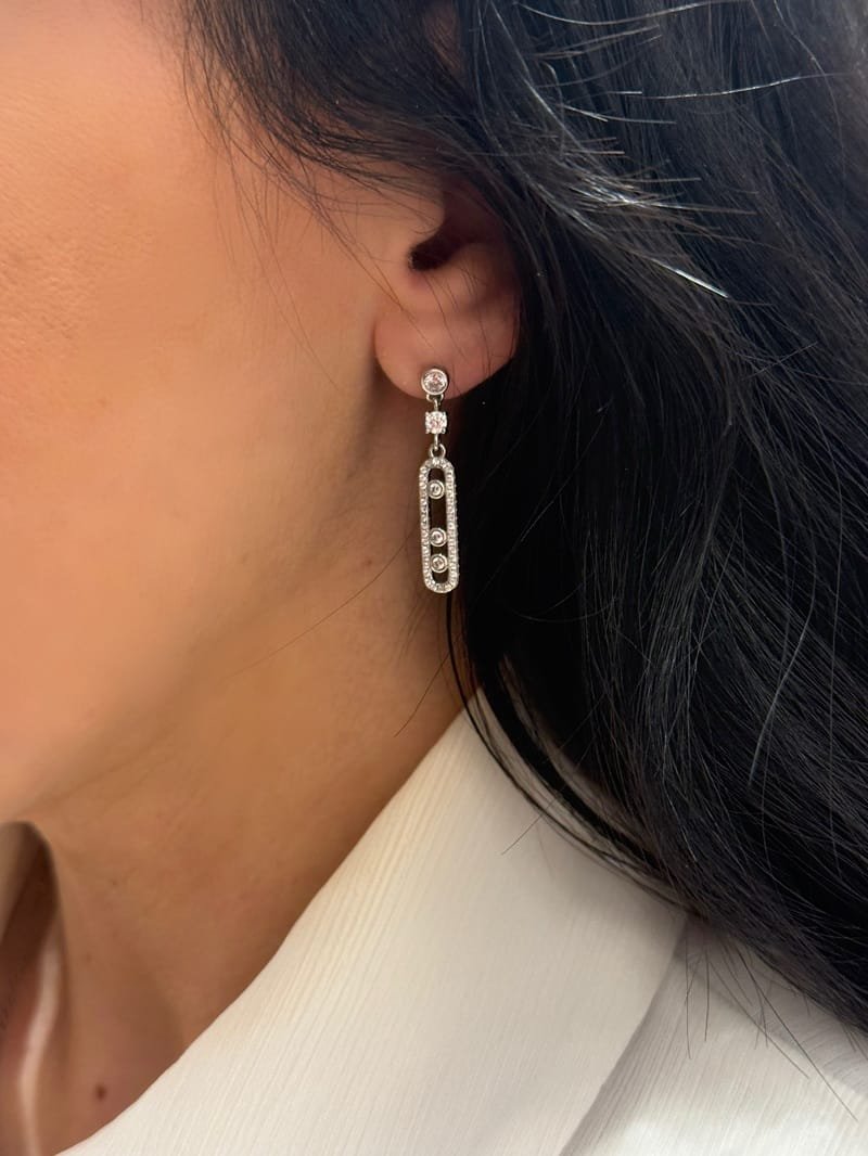 Σκουλαρίκια Ασήμι 925° κρεμαστό με σχέδιο