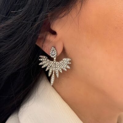 Σκουλαρίκια Stainless Steel βεντάλια με Κρυσταλλάκια