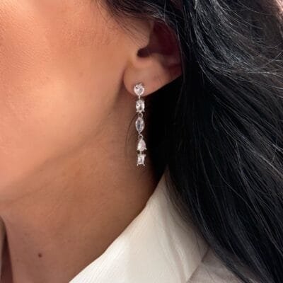 Σκουλαρίκια Ασήμι 925° κρεμαστό με ζιργκόν