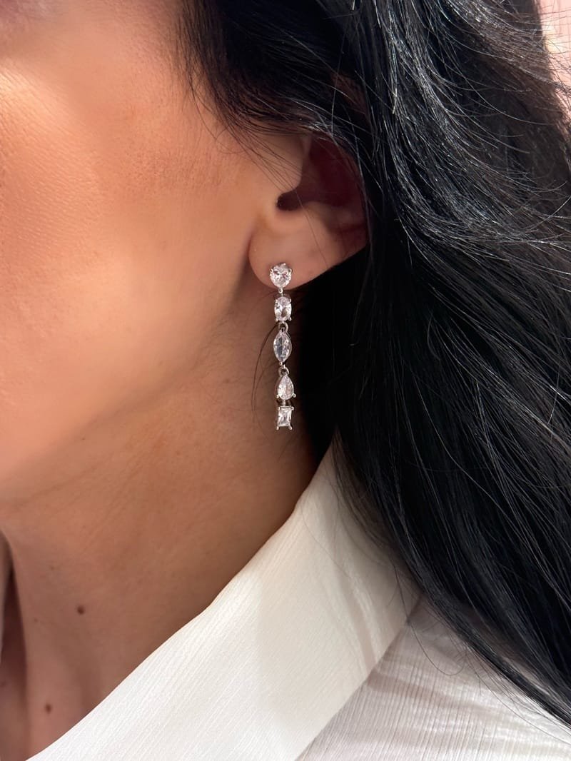 Σκουλαρίκια Ασήμι 925° κρεμαστό με ζιργκόν