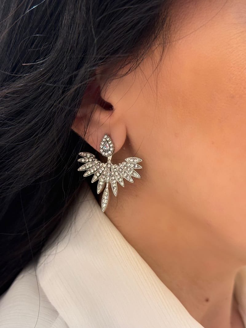 Σκουλαρίκια Stainless Steel βεντάλια με Κρυσταλλάκια