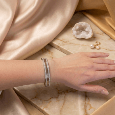 Βραχιόλι Stainless Steel Χειροπέδα με Strass