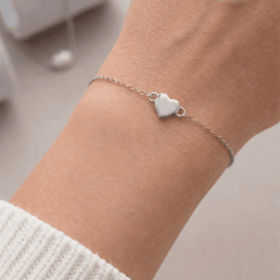 Βραχιόλι Ασήμι 925° Αλυσίδα με καρδιά