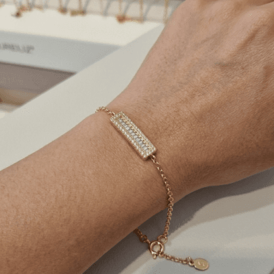 Βραχιόλι Ασήμι 925° Αλυσίδα με κρυστάλο ορθογώνιο