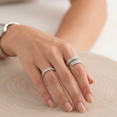 Δαχτυλίδι Stainless Steel με σχέδιο με strass