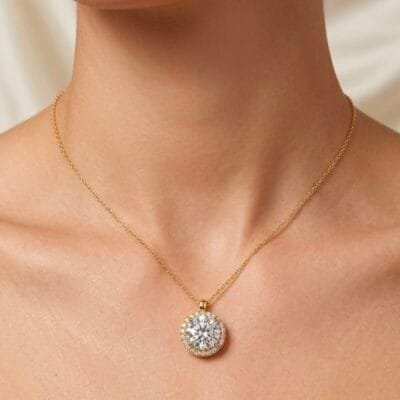 Κολιέ Ασήμι 925° με μεγάλη πέτρα