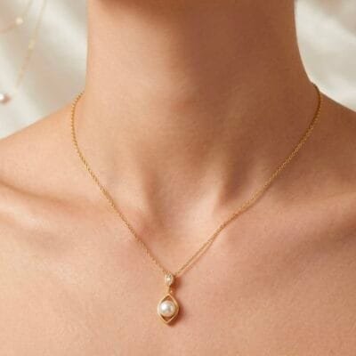 Κολιέ Ασήμι 925° με μαργαριτάρι