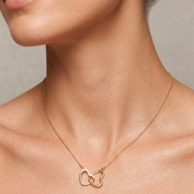 Κολιέ Ασήμι 925° με ενωμένες καρρδιές