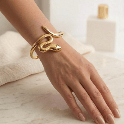 Βραχιόλι Stainless Steel Χειροπέδα με φίδι