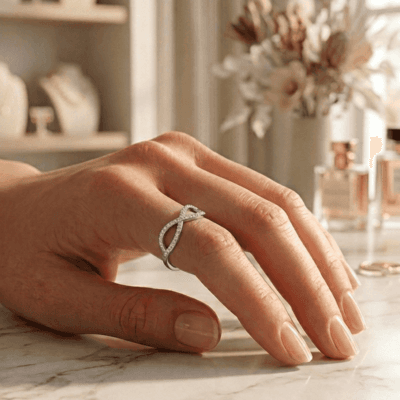 Δαχτυλίδι Ασήμι 925° με άπειρο και ζιρκγόν