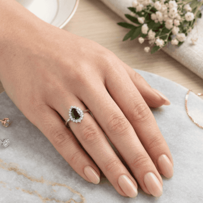 Δαχτυλίδι Ασήμι 925° Μονόπετρο δάκρυ μπλε πέτρα