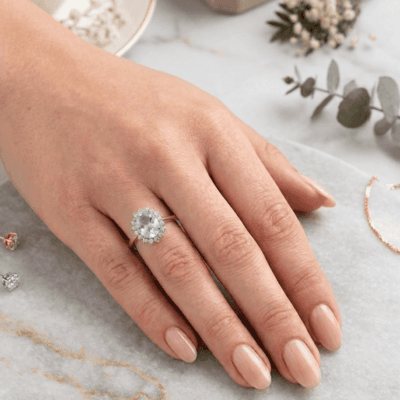 Δαχτυλίδι Ασήμι 925° Μονόπετρο με ροζέτα γαλάζια πέτρα