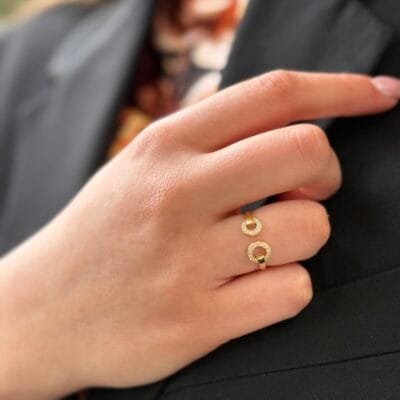 Δαχτυλίδι Ασήμι 925° Ρυθμιζόμενο με κύκλους και ζιργκόν