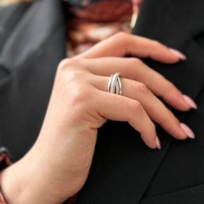 Δαχτυλίδι Ασήμι 925° Χιαστί με ζιργκόν