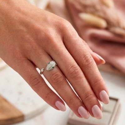 Δαχτυλίδι Ασήμι 925° φίδι με ζιργκόν και πράσινη πέτρα ρυθμιζόμενο