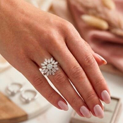 Δαχτυλίδι Ασήμι 925° με λουλούδι σχέδιο