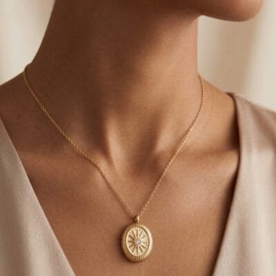 Κολιέ Stainless Steel με ήλιο
