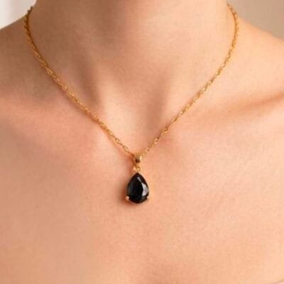 Κολιέ Stainless Steel με μπλε πέτρα