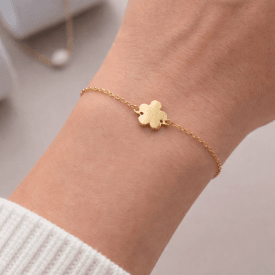 Βραχιόλι Ασήμι 925° Αλυσίδα με λουλούδι